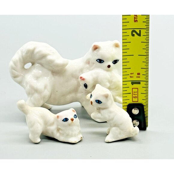 Bone China White Persian Cat Kitten Figurine Japan Lot of 3 Miniature - Picture 9 of 10